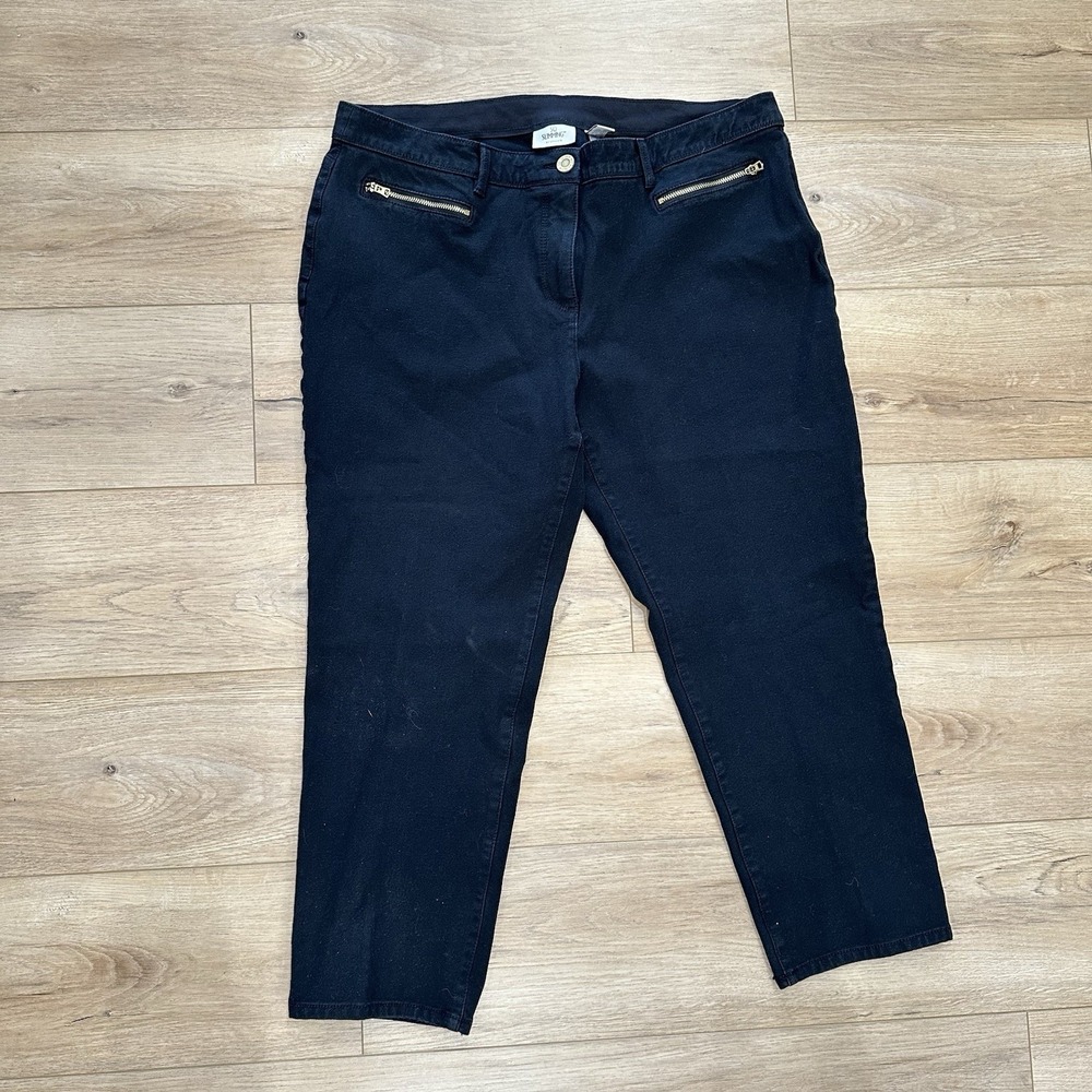 So Slimming Chico's Slim Ankle Pants Jeans Black stretch‎ Size 3 Preppy Dressy